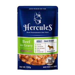 (โหล) 12x130ก. Hercules เพาซ์สุนัขพันธุ์เล็ก รสเนื้อเกรวี่