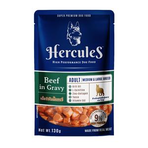 (โหล) 12x130ก. Hercules เพาซ์สุนัขพันธุ์ใหญ่ รสเนื้อเกรวี่