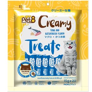 Pet8 Creamy แมวเลีย รสทูน่าคัตสึโอะ