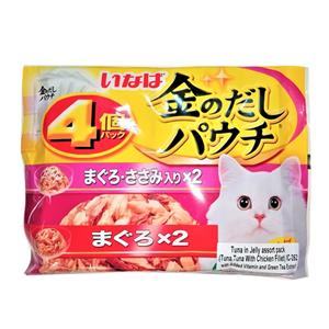 (แพ็ค) 4x60ก. Inaba เพาว์แมว รสทูน่าและสันในไก่ในเยลลี่