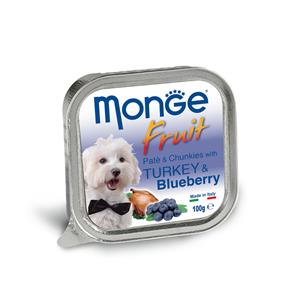 Monge ถาดสุนัข รสไก่งวงและบลูเบอรี่ 100ก.