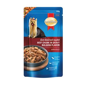 SmartHeart เพาซ์สุนัข รสเนื้อชิ้นและบูลโกกิเกรวี่ 120ก.