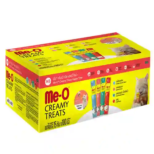 8850477028951 (กล่อง) 100x15ก. Meo Creamy รสแฮปปี้ไทม์ กล่องแฮปปี้ไทม์(M3)\100ชิ้น กล่อง 100x15 g. มีโอ,meo,me-o,ขนม,แมวเลีย,creamy,ขนมแมว,ครีมมี่,cream,ครีม