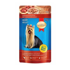 SmartHeart เพาซ์สุนัข รสเนื้อชิ้นเกรวี่ 130ก.