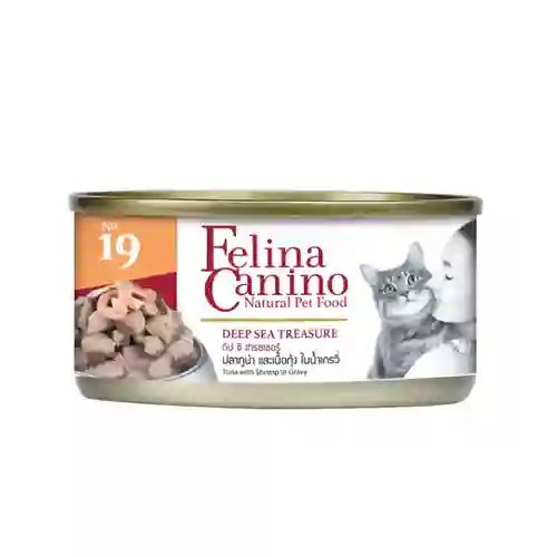เฟลินา คานิโน,อาหารกระป๋อง,ทูน่า,กุ้ง,น้ำเกรวี่,กระป๋อง,กระป๋องแมว,กปแมว,กป,อาหารเปียก,can,โต,adult