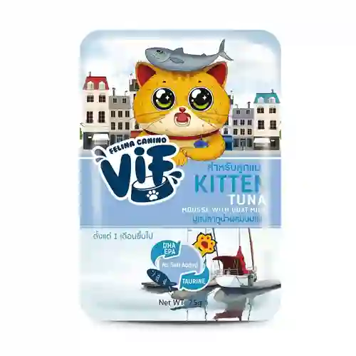 8850511721589 Vif เพาซ์แมว รสทูน่านมแพะมูส Vif -ทูน่านมแพะมูส75g. 75 g. เฟลิน่า,วิฟ,felina,เพาซ์แมว,เพาซ์,เพาช์,pounch,อาหารเปียก,ซอง,แมว,เพา,เพาช์แมว,เพาแมว,เพ้า,เพ้า