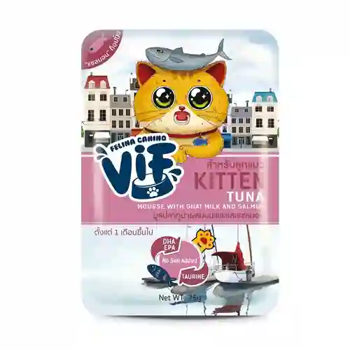 8850511721619 Vif เพาซ์แมว รสทูน่าแซลมอนนมแพะมูส Vif -ทูน่าแซลมอนนมแพะมูส75g. 75 g. เฟลิน่า,วิฟ,felina,เพาซ์แมว,เพาซ์,เพาช์,pounch,อาหารเปียก,ซอง,แมว,เพา,เพาช์แมว,เพาแมว,เพ้า,เพ้า
