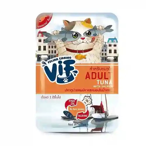 8850511721671 Vif เพาซ์แมว รสทูน่าแซลมอนเกรวี่ Vif -ทูน่าแซลมอนเกรวี่75g. 75 g. เฟลิน่า,วิฟ,felina,เพาซ์แมว,เพาซ์,เพาช์,pounch,อาหารเปียก,ซอง,แมว,เพา,เพาช์แมว,เพาแมว,เพ้า,เพ้า,เกรวี่,gravy