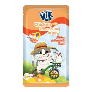 (โหล) 12x75ก. Vif เพาซ์แมว รสไก่ปลาโอเจลลี่
