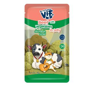 (โหล) 12x75ก. Vif เพาซ์สุนัข รสเนื้อผักเยลลี่