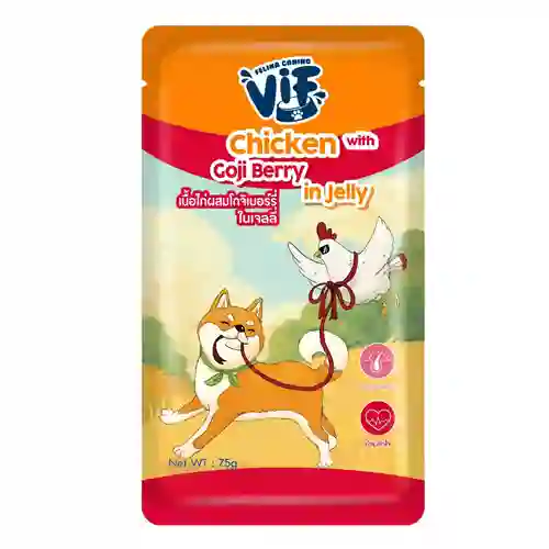 8850511920197 (โหล) 12x75ก. Vif เพาซ์สุนัข รสไก่และโกจิเบอร์รี่เยลลี่ โหลDVIF-ไก่โกจิเบอร์รี่เยลลี่12x75g. โหล 12x75 g. 