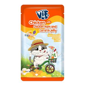 (โหล) 12x75ก. Vif เพาซ์แมว รสไก่แฮมแครอทเจลลี่