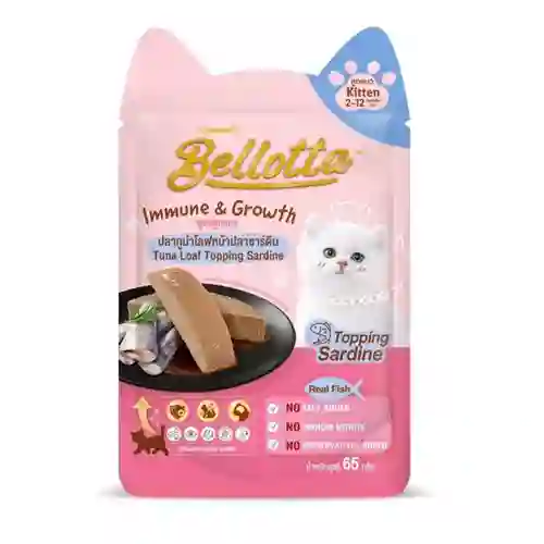 8850589000142 (โหล) 12x65ก. Bellotta Kitten เพาซ์ลูกแมว รสทูน่าซาร์ดีน โหลBelลูกเพาซ์ทูน่าซาร์ดีน12x65g(ตัวใหม่) โหล 12x65 g. เบลลอตต้า,เพาซ์แมว,เพาซ์,เพาช์,pounch,อาหารเปียก,ซอง,แมว,เพา,เพาช์แมว,เพาแมว,เพ้า,เพ้า,เกรวี่,gravy,ซุป,ซุบ