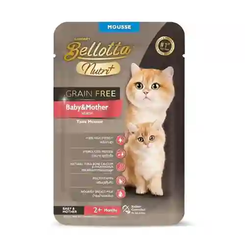 8850589000883 (โหล) 12x70ก. Bellotta Nutri+ Grain Free เพาซ์ลูกแมว สูตรแม่และลูก รสทูน่ามูส โหลBelNutri+แม่ลูกทูน่า12x70g. โหล 12x70 g. เบลลอตต้า,เพาซ์แมว,เพาซ์,เพาช์,pounch,อาหารเปียก,ซอง,แมว,เพา,เพาช์แมว,เพาแมว,เพ้า,เพ้า,เกรวี่,gravy,ซุป,ซุบ,เกรนฟรี,ป้องกัน