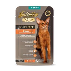 (โหล) 12x70ก. Bellotta Nutri+ Grain Free เพาซ์แมว สูตรIndoor, Sterilised, Weight Control รสทูน่าปลาเนื้อขาวเจียแซลมอนเกรวี่