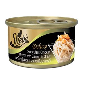 Sheba ชีบา แมว รสอกไก่นุ่มและแซลมอนเกรวี่ 85ก.