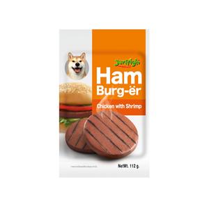 Jerhigh Hamburger ขนมสุนัข รสไก่และกุ้ง 112ก.