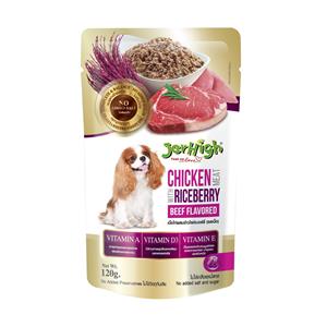 Jerhigh เพาซ์สุนัข รสไก่ไรซ์เบอรี่และเนื้อ
