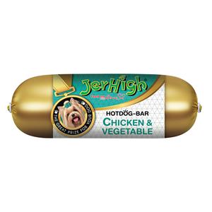 Jerhigh Hotdog Bar ขนมสุนัข รสไก่ผัก 150ก.