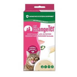 (กล่อง) 10x4ก. ChangeTer แมวเลีย รสไก่ซูกินี