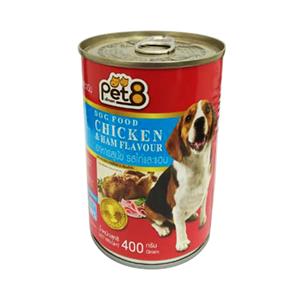 Pet8 สุนัข รสไก่แฮม 400ก.