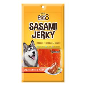 Pet8 ขนมสุนัข เนื้อไก่อบแห้งเหลี่ยม JJ07 50ก.