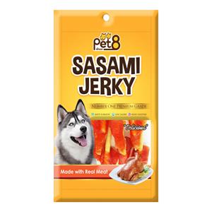 Pet8 ขนมสุนัข ไก่เสียบแท่งเกลียวสั้น JJ08 50ก.