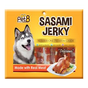 Pet8 ขนมสุนัข ไก่เสียบแท่งหนังเกลียว JJ408 400ก.