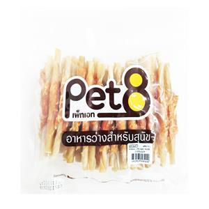 Pet8 ขนมสุนัข ไก่พันแท่งหนังเกลียว JJA47 450ก.