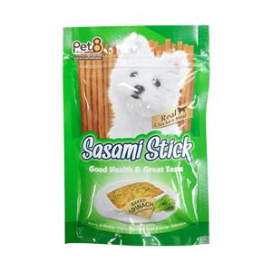 Pet8 Stick ขนมสุนัข รสผักโขมและชีส 75ก.