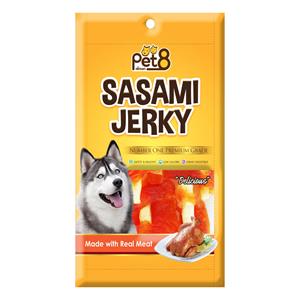 Pet8 ขนมสุนัข สันในไก่เสียบนมนิ่ม 2.5นิ้ว JJ12 50ก.