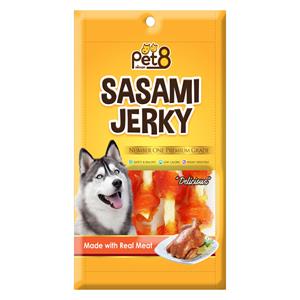 Pet8 ขนมสุนัข นมนิ่มดัมเบลไก่ 2.5นิ้ว JJ13 50ก.