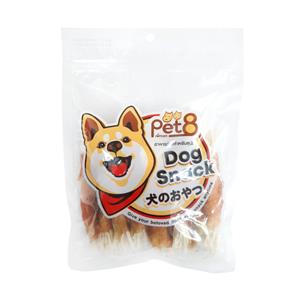 Pet8 ขนมสุนัข ไก่พันปลาเส้น 5นิ้ว JJA12 170ก.