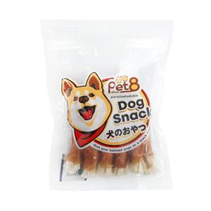 Pet8 ขนมสุนัข ไก่พันปลาแผ่น 5นิ้ว JJA13 170ก.