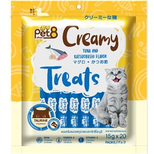 Pet8 Creamy แมวเลีย รสทูน่าคัตสึโอะ