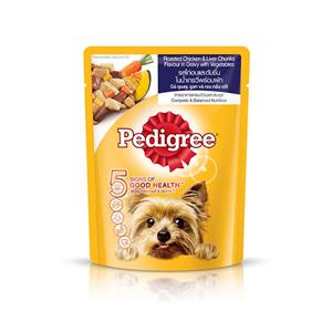 Pedigree เพาซ์สุนัข รสไก่อบและตับชิ้น 80ก.