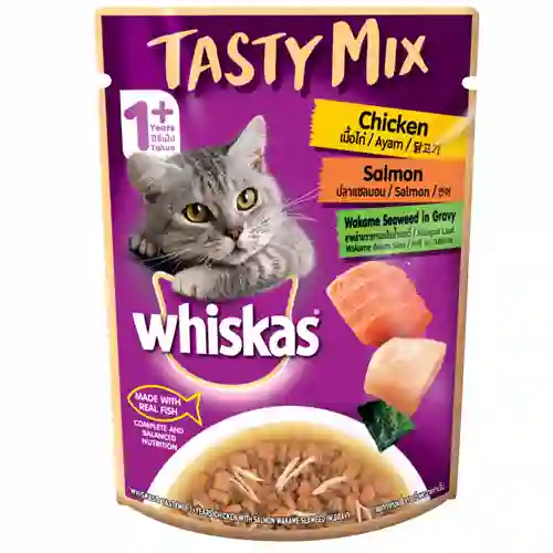 8853301004992 Whiskas Tasty mix เพาซ์แมว รสแซลมอนสาหร่ายเกรวี่ วิสTasty-M-แซลมอนสาหร่ายเกรวี่70ก 70 g. วิสกัส,Whiskas,เพาซ์แมว,เพาซ์,เพาช์,pounch,อาหารเปียก,ซอง,แมว,เพา,เพาช์แมว,เพาแมว,เพ้า,เพ้า,เทสตี้,มิกค์,เกรวี่,gravy