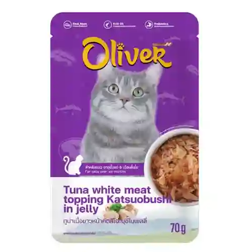 8854134014981 (โหล) 12x70ก. Oliver เพาซ์แมว รสทูน่าชาวคัตสึโละเยลลี่ โหลOliverCat ทูน่าชาวคัตสึโละเยลลี่12x70g โหล 12x70 g. 