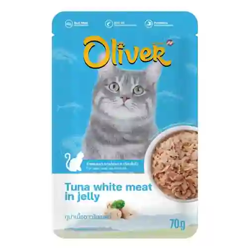 8854134015001 (โหล) 12x70ก. Oliver เพาซ์แมว รสทูน่าขาวเยลลี่ โหลOliverCat ทูน่าขาวเยลลี่12x70 g. โหล 12x70 g. 