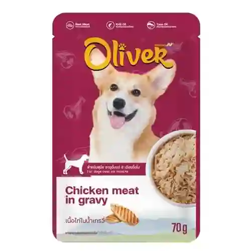 8854134015032 (โหล) 12x70ก. Oliver เพาซ์สุนัข รสไก่เยลลี่ โหลOliverDog ไก่เยลลี่12x70g โหล 12x70 g. 