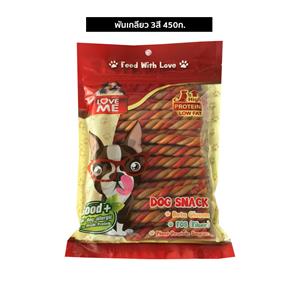 Love Me ขนมสุนัข พันเกลียว 3สี 450ก.