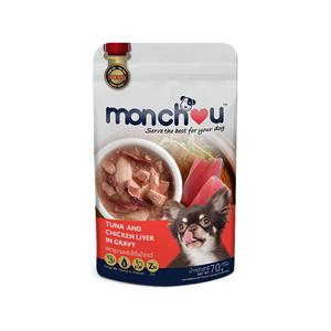 Monchou เพาซ์สุนัข รสทูน่าตับไก่เกรวี่ 70ก.