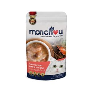 Monchou เพาซ์แมว รสทูน่ากุ้ง เกรวี่ 70ก.
