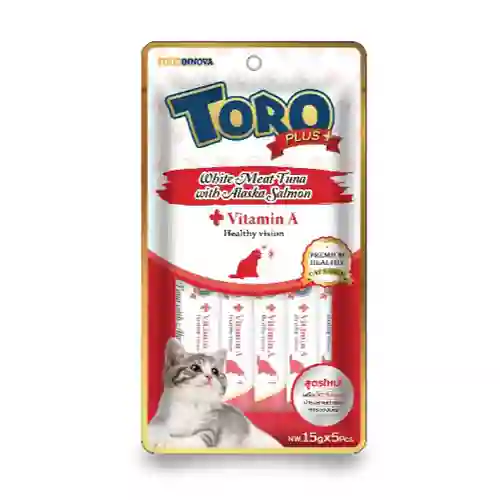 8859160401965 Toro Plus แมวเลีย รสทูน่าและแซลมอน 75ก. TOROPlus+แดง5x15g-ทูน่าขาวอลาสก้าแซลมอน 75 g. โทโร่,พลัส,แมวเลีย,ขนม,แมวเลีย,creamy,ขนมแมว,ครีมมี่,cream,ครีม