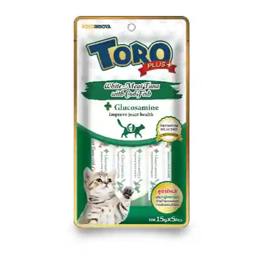 8859160401972 Toro Plus แมวเลีย รสทูน่าและปลาค็อด 75ก. TOROPlus+เขียว5x15g-ทูน่าขาวปลาค็อด 75 g. โทโร่,พลัส,แมวเลีย,ขนม,แมวเลีย,creamy,ขนมแมว,ครีมมี่,cream,ครีม