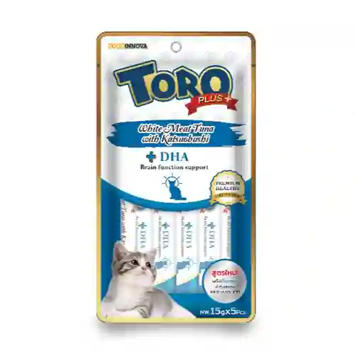8859160401989 Toro Plus แมวเลีย รสทูน่าและคัตทสึโอะบูชิ 75ก. TOROPlus+นง5x15g-ทูน่าขาวคัตทสึโอะบูชิ 75 g. โทโร่,พลัส,แมวเลีย,ขนม,แมวเลีย,creamy,ขนมแมว,ครีมมี่,cream,ครีม