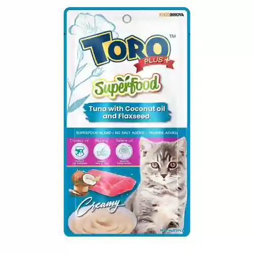 8859160403280 Toro Plus Superfood แมวเลีย รสทูน่ามะพร้าว ToroPlus+ฟ้าทูน่ามะพร้าว5x14g 60 g. 