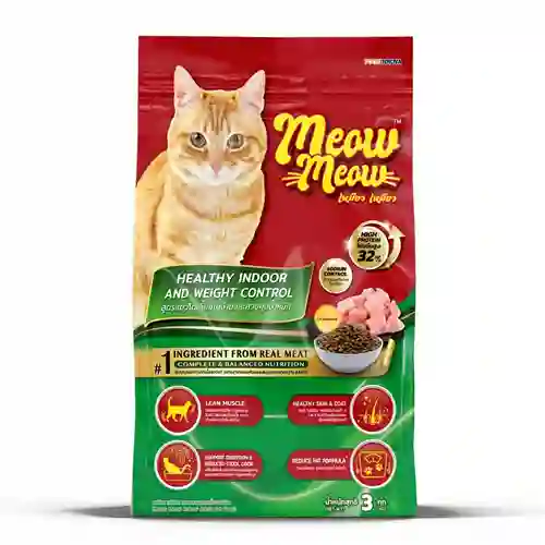8859160403792 เหมี่ยวเหมี่ยว แมวโต สูตรIndoor Meow 3kg-Indoor 3 kg. อาหารเม็ด,เม็ดแมว,อาหารแมว,อาหารเม็ดแมว,โต,adult