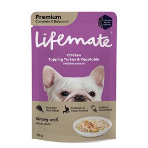 (โหล) 12x70ก. Lifemate เพาซ์สุนัข รสไก่งวงผัก