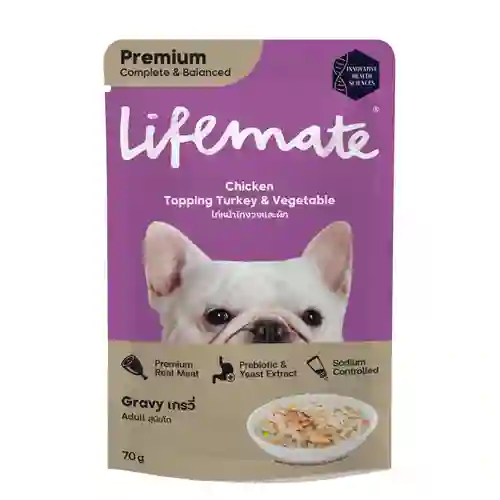 8859653203380 (โหล) 12x70ก. Lifemate เพาซ์สุนัข รสไก่งวงผัก โหลLMเพาซ์หมา70gไก่งวงผัก โหล 12x70 g. ไลฟ์เมต,เพาซ์หมา,เพาซ์,เพาช์,pounch,อาหารเปียก,ซอง,หมา,เพา,เพาช์หมา,เพาหมา,เพ้า,เพ้า,เกรวี่,gravy
